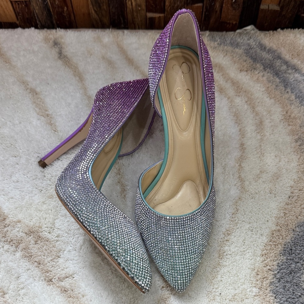 Jessica Simpson Purple and Silver Heels